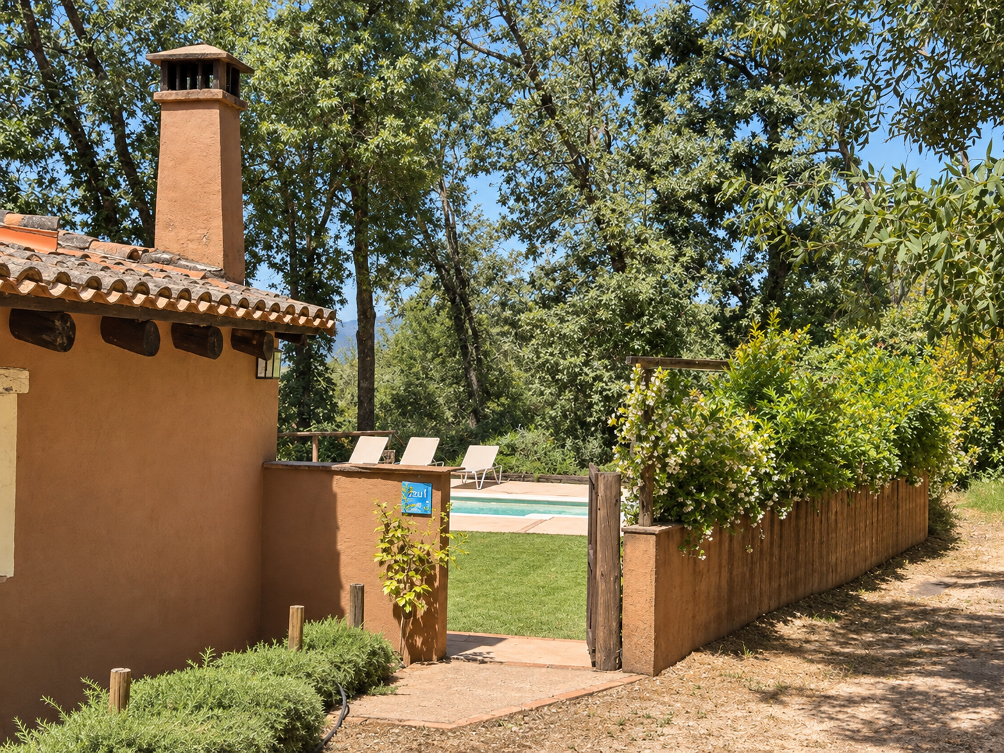 Facade and garden entrance at Villa Los Fresnos