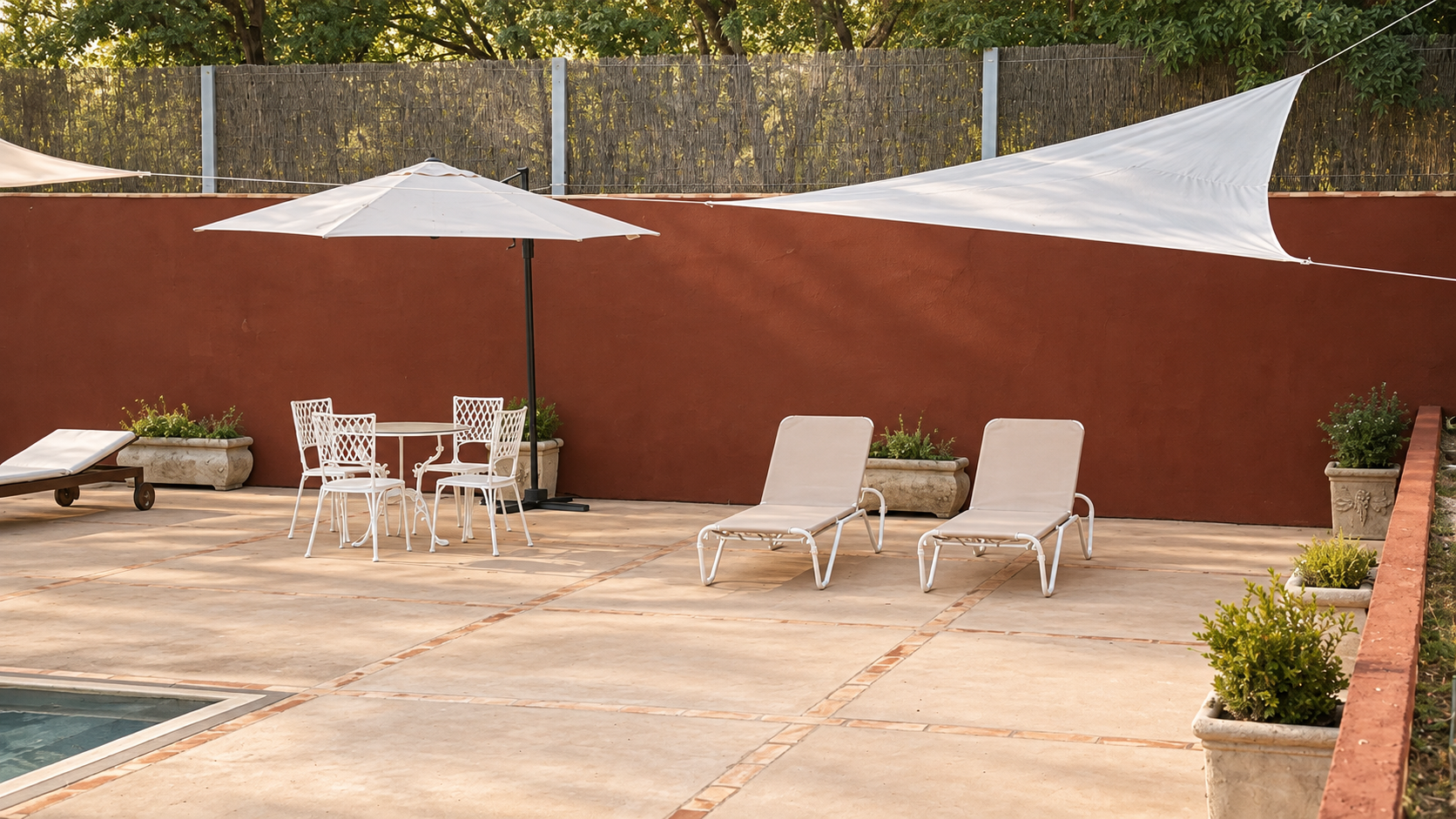 Sun terrace and pool at Villa Las Cuadras