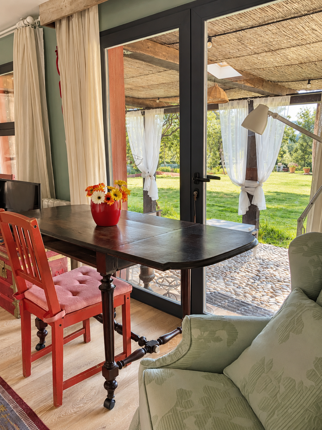 Glazed dining room at Villa Las Cuadras