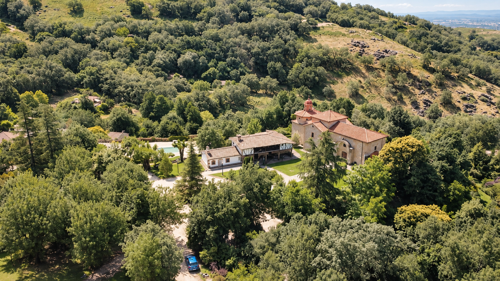 Aerial view of the Chilla complex among the mountains