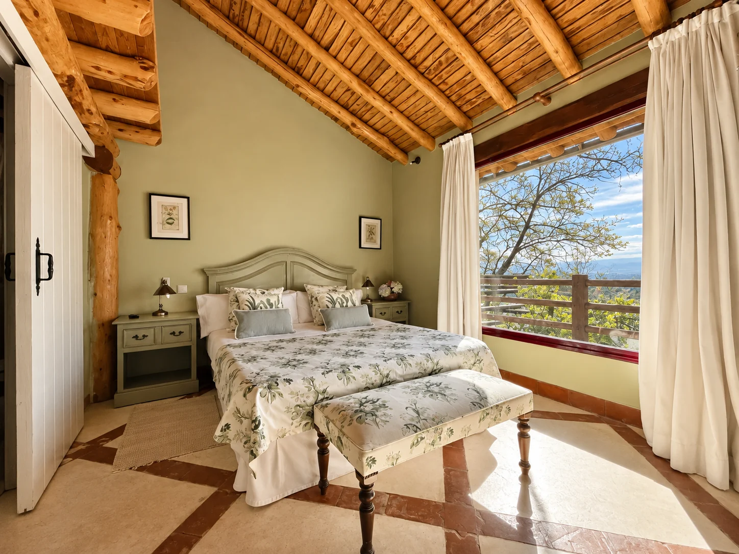 Bedroom at Villa Los Robles opening onto the landscape