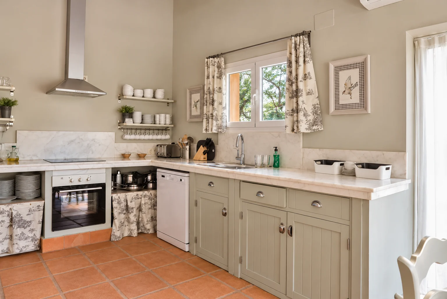 Kitchen at Villa El Bosque opening onto the shared living spaces