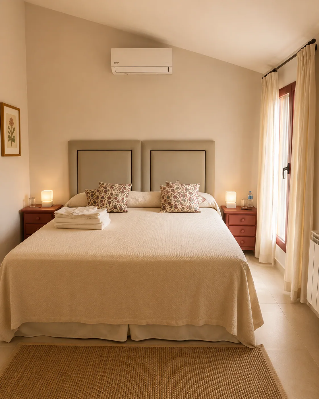 Double bedroom of Villa Alardos with natural light
