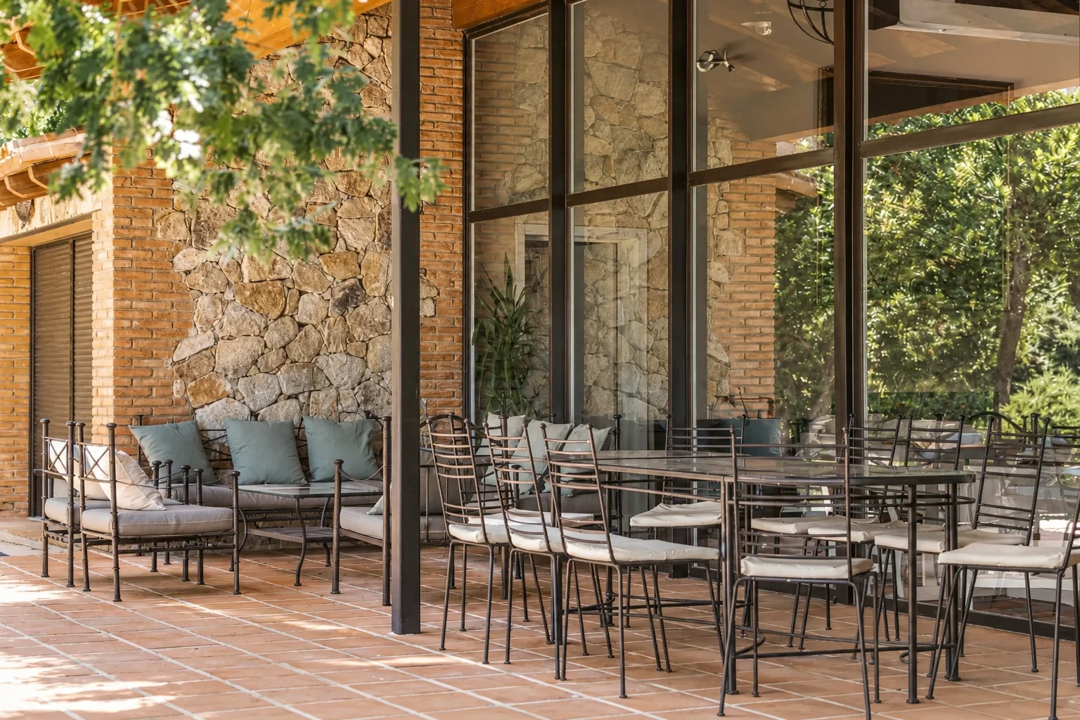 Porch at Villa El Bosque surrounded by greenery
