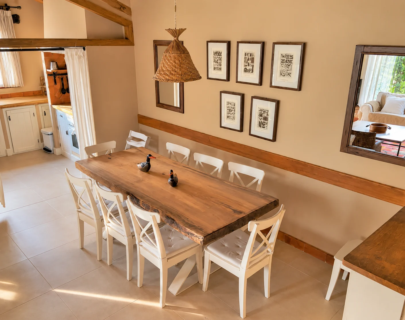 Dining room at Villa Los Robles with a wooden table