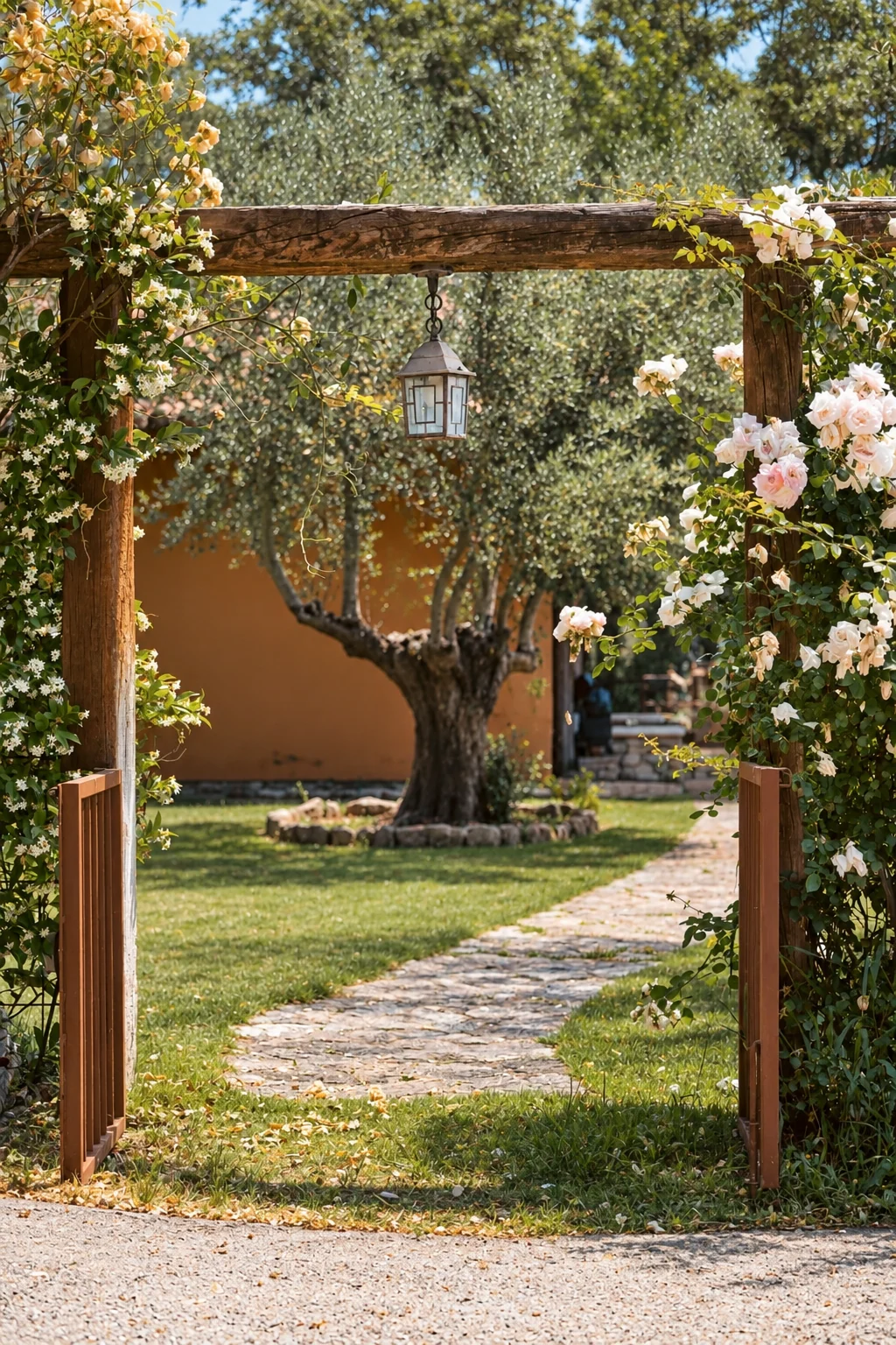 Landscaped entrance to Villa Los Olivos