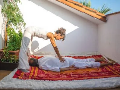 Preparation for a professional massage session in the area