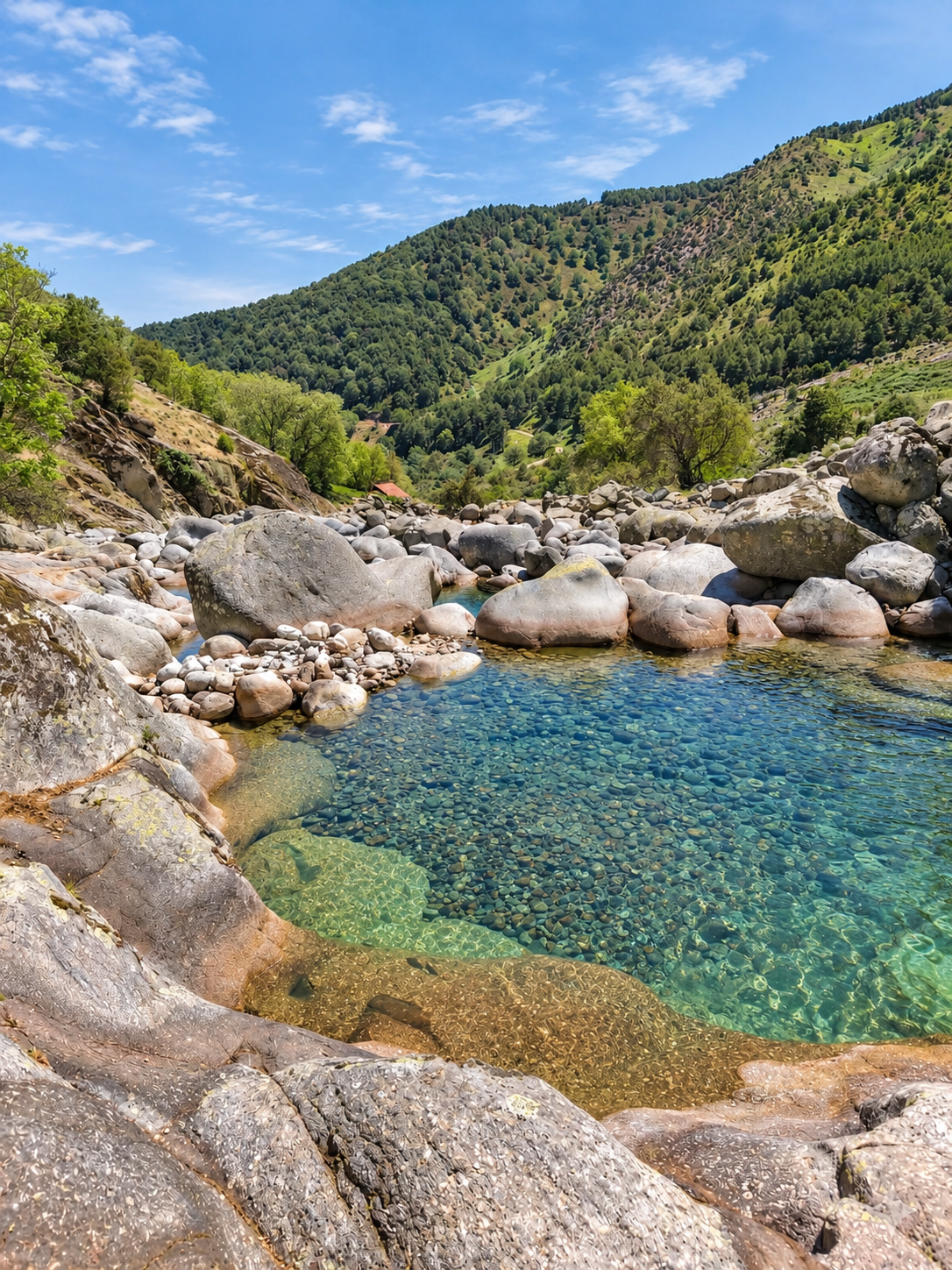 Natural pools with crystal-clear water in the Chilla surroundings