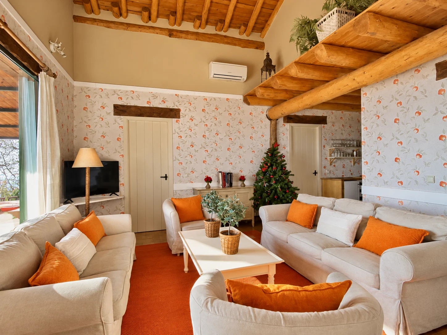 Living room at Villa Los Naranjos with large windows