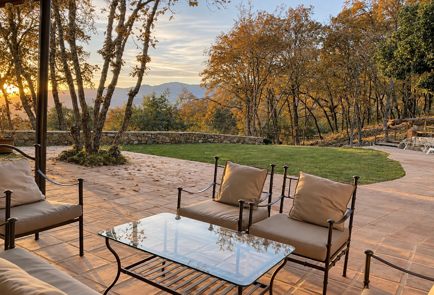 Terrace at Villa El Bosque overlooking the valley