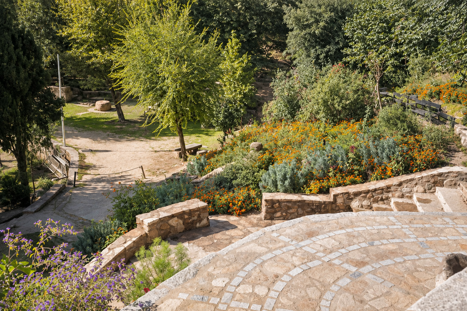 Path and gardens surrounding Lavanda Apartment