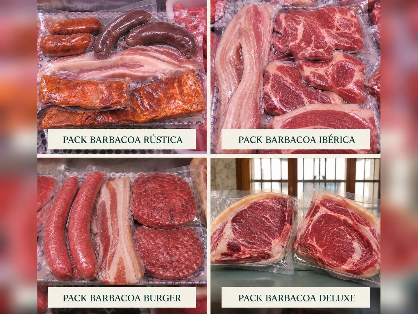Selection of meats from the barbecue pack on a wooden board