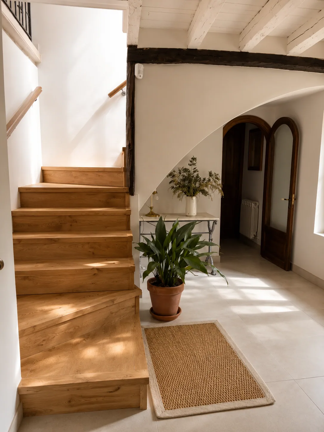 Wooden staircase of Villa Alardos
