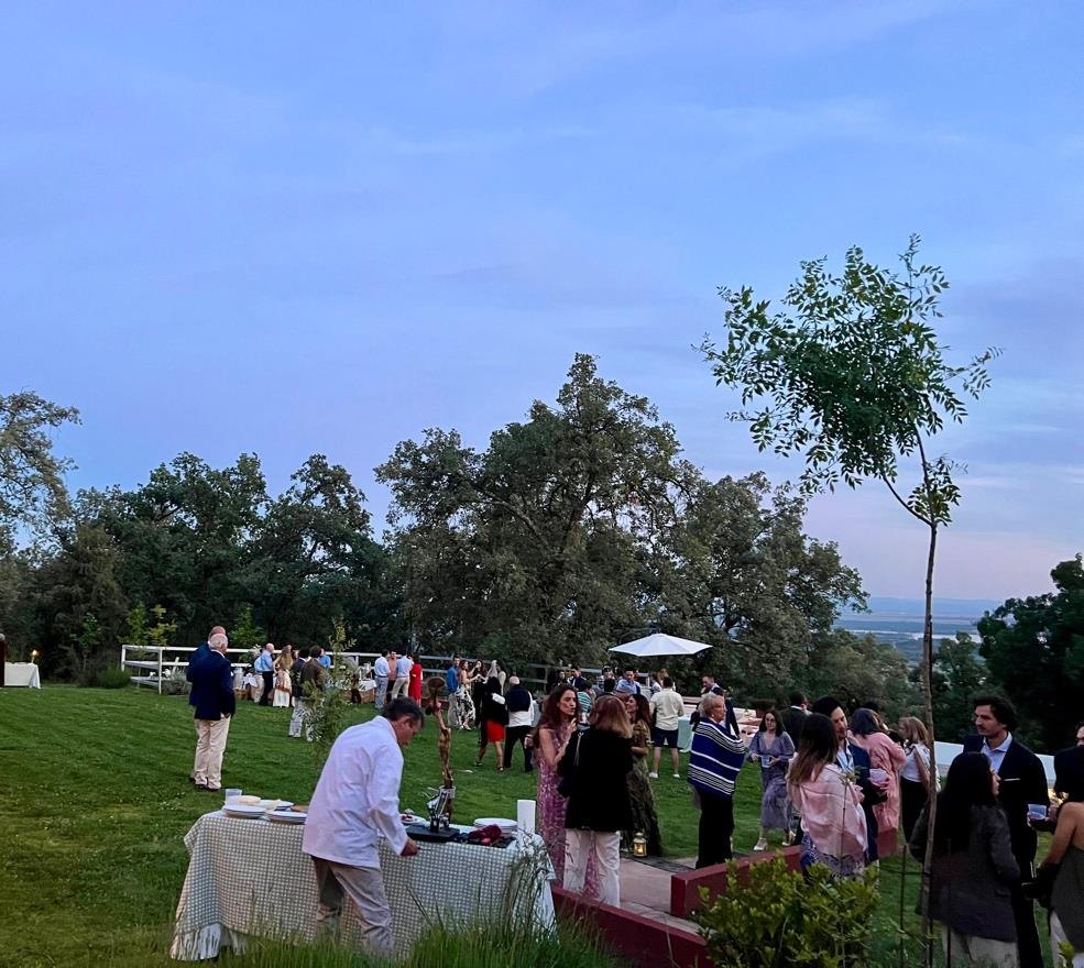 Outdoor aperitif with the team at sunset