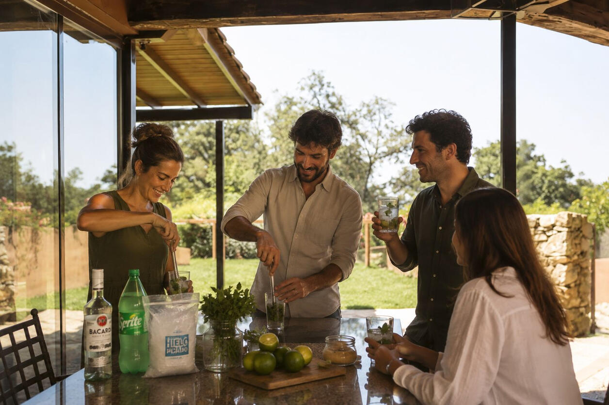 Freshly made mojitos on the porch of a villa
